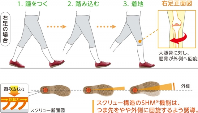 ひざ関節を守る理想的な歩行をサポート